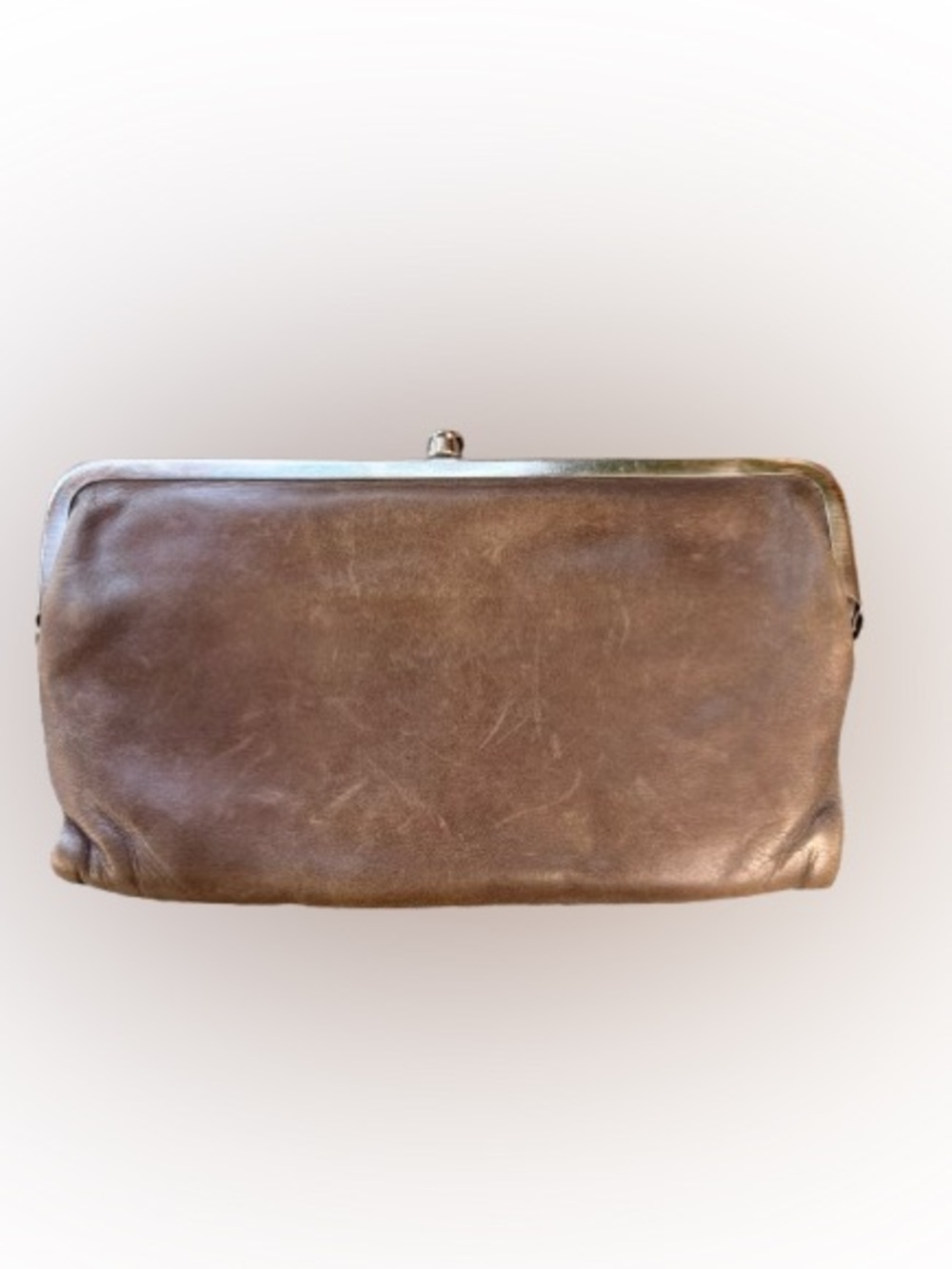 HOBO International Lauren Double Frame Clutch Wallet Distressed Leather
